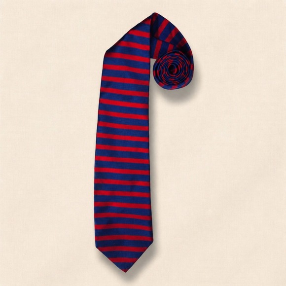 Robert Talbott Other - Robert Talbott Norman Stockton Silk Necktie Bold Stripe Red Blue Made In‎ USA